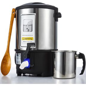 KQU Candle Wax Melting Pot with Spout, Electric Wax Melter for Candle Making, Small Candle Making Pouring Pot with Heat-Resistant Handle, Double Boiler Pot for Adult (6Qt Wax Melter)