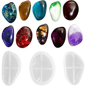 3Pcs Stone Shape Resin Silicone Molds Pebble Anxiety Epoxy Casting Molds for DIY Craft Soap Jewelry Making Table Home Landscaping Display Decorations