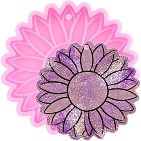 Sun Flower Resin Molds Sunflower Keychain Silicone Mold Epoxy Resin Jewelry Mold for DIY Keychain Backpack Pendant Jewelry Epoxy Making Necklace Decoration Craft
