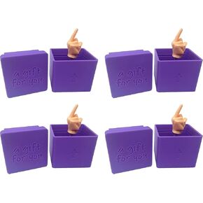 MunnyGrubbers - Surprise Middle Finger in a Box (4 Pack) - Spring Activated Middle Finger in Box - Some Assembly Required - Novelty Gag - White Elephant - Funny Joke Prank Gift for Men - (Silver)