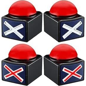 RIBOSY 4 Pack Game Answer Buzzer, Game Buzzer with Lights and Sound Trivia Quiz Got Talent Buzzer, Buzzer Buttons for Game Show