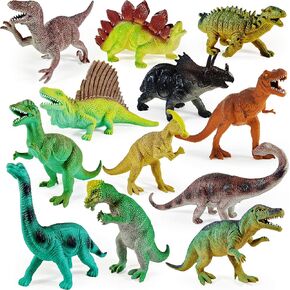 Boley 12 Pack 9-Inch Educational Dinosaur Toys - Kids Realistic Toy Dinosaur Figures for Cool Kids and Toddler Education! (T-Rex, Triceratops, Velociraptor, and More!)
