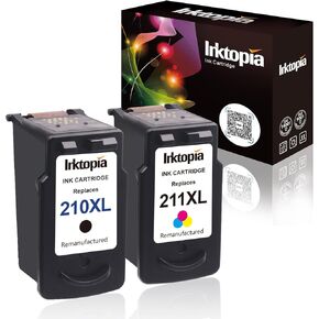 Inktopia Remanufactured Ink Cartridge Replacement for Canon 210XL PG-210XL 211 XL CL211XL (1 Black,1 Tri-Color) for PIXMA MP495 IP2700 MP490 MP480 MP280 MX330 MX340 XM410 MX420 MX350 Printer