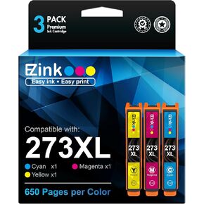 E-Z Ink (Remanufactured Ink Cartridge Replacement for Epson 273XL 273 T273XL to use with XP-520 XP-820 XP-810 XP-600 XP-610 XP-620 Printer (1 Cyan 1 Magenta 1 Yellow) 3 Pack