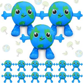 Meooeck 12 Pcs Stuffed Earth Plush 5.5 Inch Protect Earth Day Gifts Mini Space Educational Planet Stuff Plush Ball for Recycle Activities Supplies, Party Favors
