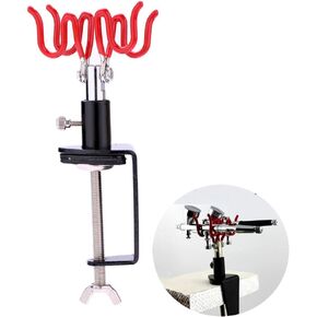 Universal Airbrush Holder Clamp-on Airbrush Stand Holds up to 2 Gravity-Feed Airbrush Spray Gun (Red)