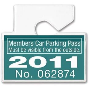 Clear Horizontal Vehicle Parking Permit Pass Hanger Tag Holder - Hangs from Car Rear View Mirror - by Specialist ID, Sold Individually