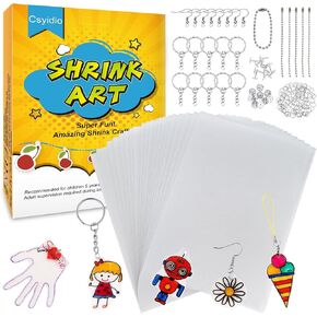 Csyidio 160PCS Shrink Plastic Sheet Kit with 15PCS Shrink Papers, UV Resin, UV Lamp and Keychains Accessories for Kids Craft Ornaments, DIY Key Chains & Christmas Decor in Saudi Arabia
