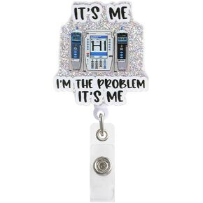 It's Me I'm The Problem It's Me Funny Glitter Badge Scroll Retractable, Cute Badge Holder for Nurses, Christmas Birthday Graduation Gift for Doctors Nurses ICU NICU Emergency Room Workers