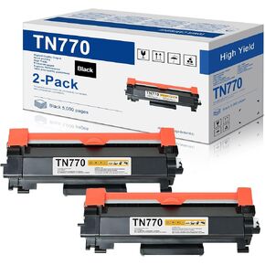 TN770 TN-770 High Yield Toner Compatible Replacement for Brother TN 770 Black Toner Cartridge for HL-L2370DW HL-L2370DWXL MFC-L2750DW MFC-L2750DWXL Printer (5000 Pages,2-Pack)