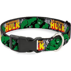 Dog Collar Plastic Clip The Incredible Hulk Action Poses Stacked Comics 11 to 17 Inches 1.0 Inch Wide
