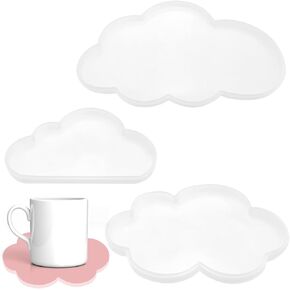 3 Pack Silicone Cloud Shape Coaster Molds - Epoxy Resin, Candle Holder, Trinket Container Casting Molds for DIY Art Craft Cup Mats, Home Table Decor