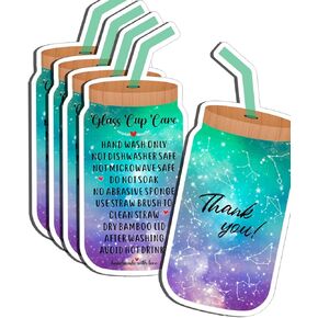 Tumbler Cup Cards, Cup Care Instructions Cards, Glass Cup Care Cards, Instruction Insert for Small Business, Customer Directions Cards, Small Online Shop Package Insert, 50 Pack (Gradient Blue-1)