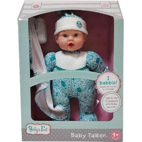 Baby's First Goldberger Baby Talker Interactive Baby Doll with Teal Outfit & Matching Cap