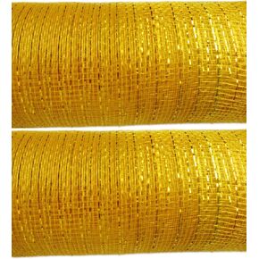 6 inch Metallic Poly Mesh Ribbon 30 feet(2 Pack),Bright Yellow