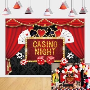 Casino Night Theme Backdrop Poker Las Vegas Game Night Photography Background for Casino Birthday Party Supplies(7X5FT)