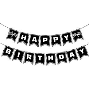 Race Car Birthday Banner Race Car Birthday Party Decorations Checkered Happy Birthday Banner Racing Flag Party Themed Party Supplies Decorations (Black)