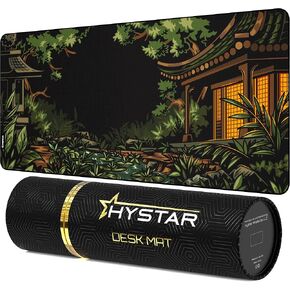 Hystar Extended Gaming Mouse Pad | 5mm Thick, Waterproof Surface, Smooth Polyester Fabric, and Natural Rubber Base | Midori (XXL 36" x 16")