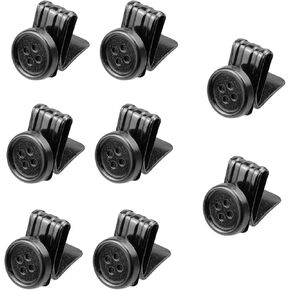 8pcs No Sew Suspenders Buttons Black Jeans Button Pins No Tools Adjustable Button Buckles Clips Metal Pants Button Replacement for Hats Loose Jeans Clothes Bags (Black)