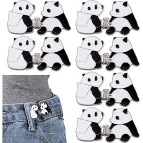 6 Sets Cute Pant Waist Tightener, Panda Shape Waist Adjuster for Loose Pants Detachable Adjustable Waist Buckles No Sew and No Tool Jean Buttons Pins Safety Clips for Skirts Sleeves Decoration