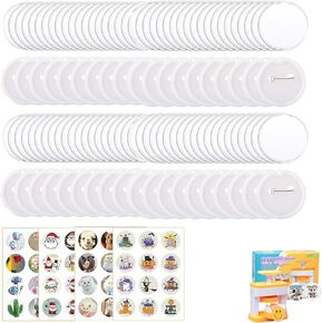 RNTFUNRE 55 مم (2.16 بوصة) مجموعة صانع الأزرار 48 PCS ، البلاستيك ، الأصفر ، جولة ، زر الخياطة ، مستلزمات صانع زر الأطفال