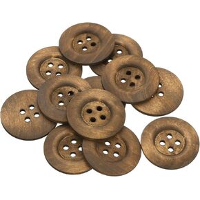 uxcell 30Pcs Large Wooden Buttons, 50mm(2") 4 Hole Round Wood Sewing Button Craft for Sewing DIY Craft Clothing, Coffee