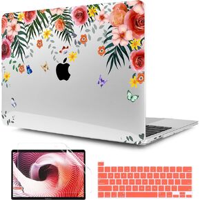 TwoL Case for MacBook Pro 13 inch 2020, Ultra Slim Hard Shell Case and Keyboard Cover Screen Protector for New MacBook Pro 13 A2251/A2289/A2338 M1 (Butterfly Floral)