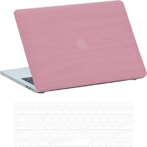 Compatible with 2022-2024 MacBook Air 13 M2 A2681/M3 A3113 Imitation Wood Grain Leatherr Plastic Hard Laptop Shell Case with Keyboard Cover (Wood Pattern, 2022-24 MacBook Air 13 A2681 A3113)