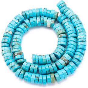 Craftdady 120pcs Blue Friendship Bracelet 8mm Heishi Coin Natural Turquoise Gemstone Loose Beads Flat Round Disc Healing Chakra Loose Beads for Jewelry Bracelet Necklace Earring