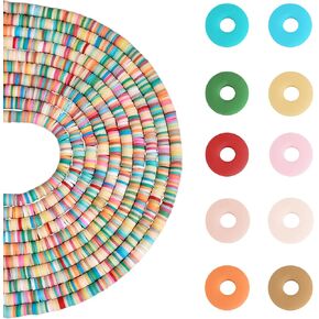 Ornaland 10 Strands 6mm Vinyl Disc Heishi Beads Handmade Polymer Clay Beads Colorful Flat Round Loose Spacer Chip Beads for Bohemian Surfer Chocker Bracelet Jewelry Making (3200PCS)