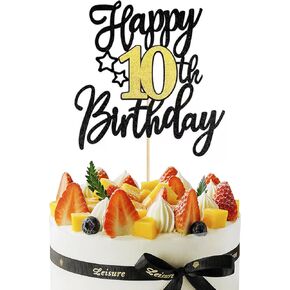 Glitter Black Gold Happy 19th Birthday Cake Toppers,Decorations Birthday Cake Topper for Boys Girls 19 Years Old Anniversary Party Supplies Decorations