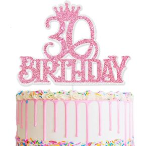 Crown 30th Cake Topper, Women 30th Birthday Party Decorations Supplies - Rose Gold