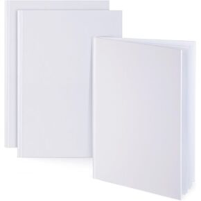 Paper Junkie 8.5x11 inch White Blank Hardcover Books for Kids to Write Stories, Unlined Scrapbook and Journal - 18 Sheets/36 Pages Each - Pack of 3