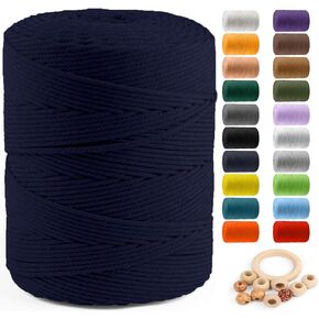 Macrame Cotton Cord 4mm x 547yds, ZUEXT Natural Handmade Brown Braided Cords 4 Strands Knitted Rope String for Craft Wall Hanging Weaving Tapestry Dream Catchers Hanger DIY Gift (500m)