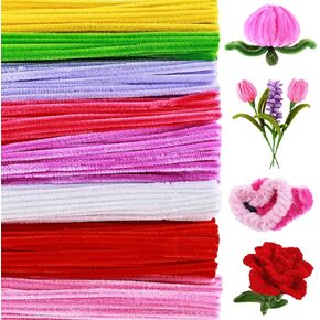 Pipe Cleaners Craft Supplies, Mother's Day Flower Pipe Cleaners Bulk Set, 500pcs 8 Assorted Colors Fuzzy Chenille Stems Sticks, Creative Arts and Crafts for Kids Adults DIY Projects Decorations