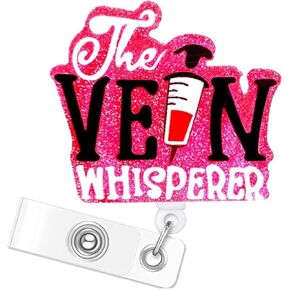 Vein Whisperer Phlebotomy Nurse Badge Reel Holder Retractable Alligator Clip Phlebotomist Lab Tech Nursing Funny Badge Reels Holder for RN LPN CNA LVN ID Card