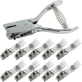 فتحة فتحة و 10 أجهزة كمبيوتر شارة معدنية مع أحزمة PVC ، Senhai Badge Hole Punch Tool Plier Puncher لأصحاب بطاقة هوية PVC.