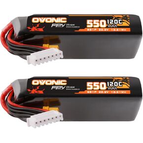 OVONIC 6S 550mAh Lipo Battery 22.2V 120C Battery with XT30 Plug for RC Car Truck RC Vehicles Boat Drone RC Airplane Quadcopter Helicopter FPV Racing Hobby Models [1 Package Including 2 Batteries]