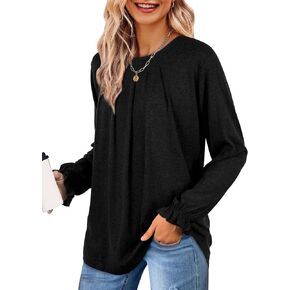 LCXWFE Womens Tops Dressy Casual Summer Shirts Crew Neck Pleated Ruffle Sleeve Tops for Women in Kuwait