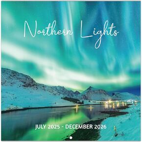 2025-2026 Calendar,Wall Calendar, Northern Lights Calendar from Jul 2025 - Dec 2026, 12" x 24" (Open), 18 Month Wall Calendar 2025-2026, Large Blocks, Thick Paper, Hanging Holes, Ample Writing Space