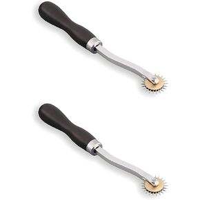 MAGIKON 2pcs Wheel Leather Sewing Stitch Spacing Paper Craft Tool Roulette 4mm