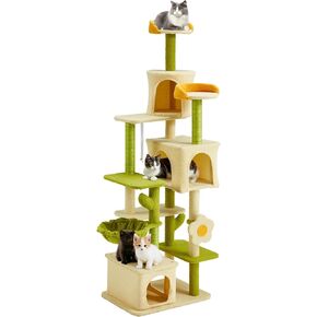 Erinnyees Flower Cat Tree, 69.1 Inches Cat Tower for Indoor Kitties Large Adult, Multi-Level Kitty Tower with Scratching Post, Condos, Top Perches, Furniture for Pet Activity Center