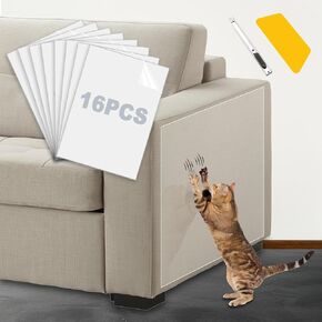 Cat Scratch Furniture Protector 17 × 11.8 بوصة ، 16 حزمة لائحة الأريكة الجانبية ذاتية ذاتية من مخالب القط ، وحماية الأثاث من القطط ، ونقر لزج خدش ، لا دبابيس