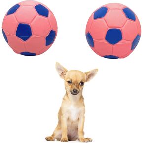 Lanco Small Dog Balls Squeaky Soccer Rubber Dog Toy Puppy (BlackSoccer)