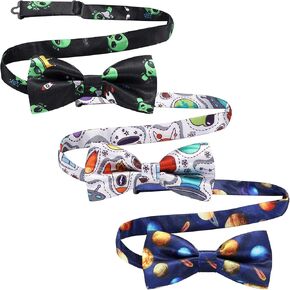 Newcotte 3 Pcs Boy's Bow Ties for Kids Toddler Child Cute Adjustable Costume Pre Tied Bowties for Kids Wedding Birthday Party(Truck, Dinosaur, Spacemen Pattern)
