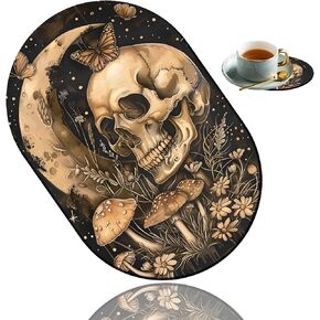 Personalized Mousepad with Coaster Set, Crow Skull - Stylish Design Mousepad Non-Slip Rubber Gaming Mousepad, Suitable for Office Families in Saudi Arabia