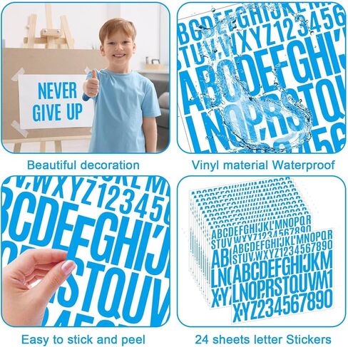 Letter Stickers 1872 Pcs 24 Sheets Alphabet Number Letter Sticker 2 Inch 1 Inch Self Adhesive Vinyl Letters Stick on Stickers for Water Bottles Bulletin Board Scrapbooking Mailbox Crafts (Multicolor) in Saudi Arabia
