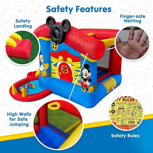 Disney Mickey Mouse Bounce House with Slide, Indoor Outdoor Inflatable Bouncy Castle Funhouse Ball Pit Plus Heavy Duty Air Blower in Saudi Arabia