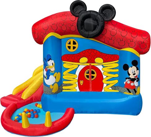 Disney Mickey Mouse Bounce House with Slide, Indoor Outdoor Inflatable Bouncy Castle Funhouse Ball Pit Plus Heavy Duty Air Blower in Saudi Arabia