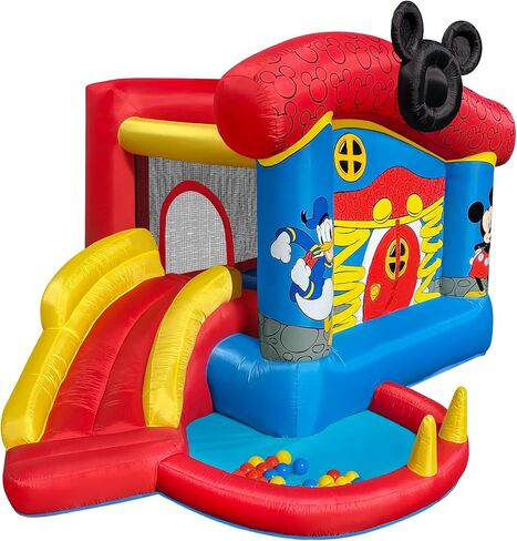 Disney Mickey Mouse Bounce House with Slide, Indoor Outdoor Inflatable Bouncy Castle Funhouse Ball Pit Plus Heavy Duty Air Blower in Saudi Arabia